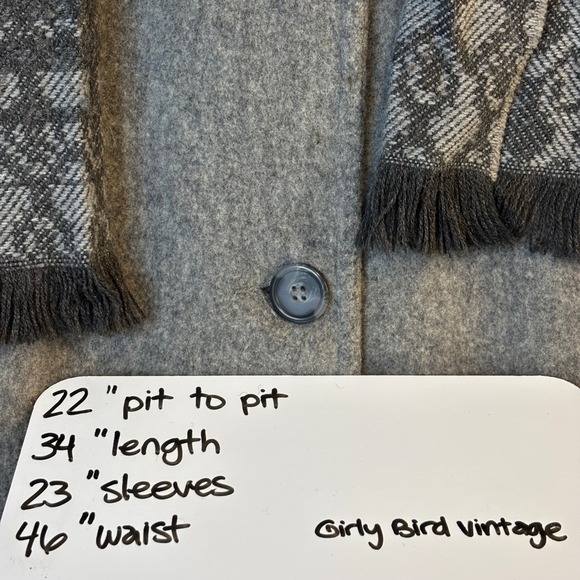 Cabin Creek Vtg Women's 12 Wool Blend Coat Gray Button Front Collar Scarf Set - Picture 10 of 11
